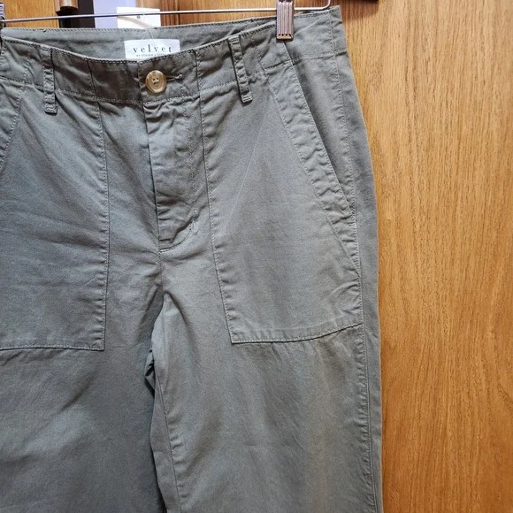 Velvet by Graham & Spencer Mya Utility Pant Smokey Olive Green Wide Leg Size 6 - Picture 4 of 6